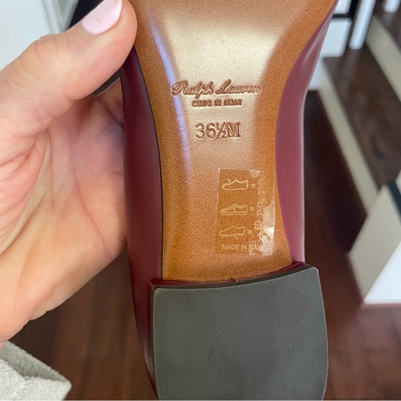 NWOB Ralph Lauren Purple Label  Kendrya Calfskin Ballet Flat Bordeaux Size 6.5 - Picture 12 of 14